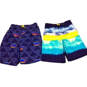 ☀️BUNDLE DEAL! 2 Pair Wonder Nation Boys’ Quick Dry Swim Trunks with Back Pocket